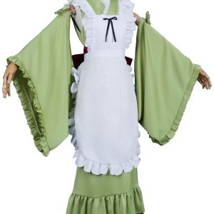 Matcha Parfait Miku green dress with white apron and wide sleeves
