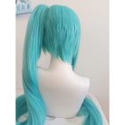 Back view of lake-blue twin-tail wig