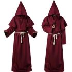 Burgundy hooded monk robe with waist cord