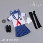 CDTOYS CD031 Style A short blue 1:6 sailor top red scarf and pleated skirt; photographed extras not confirmed
