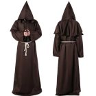 Brown hooded monk robe front and back