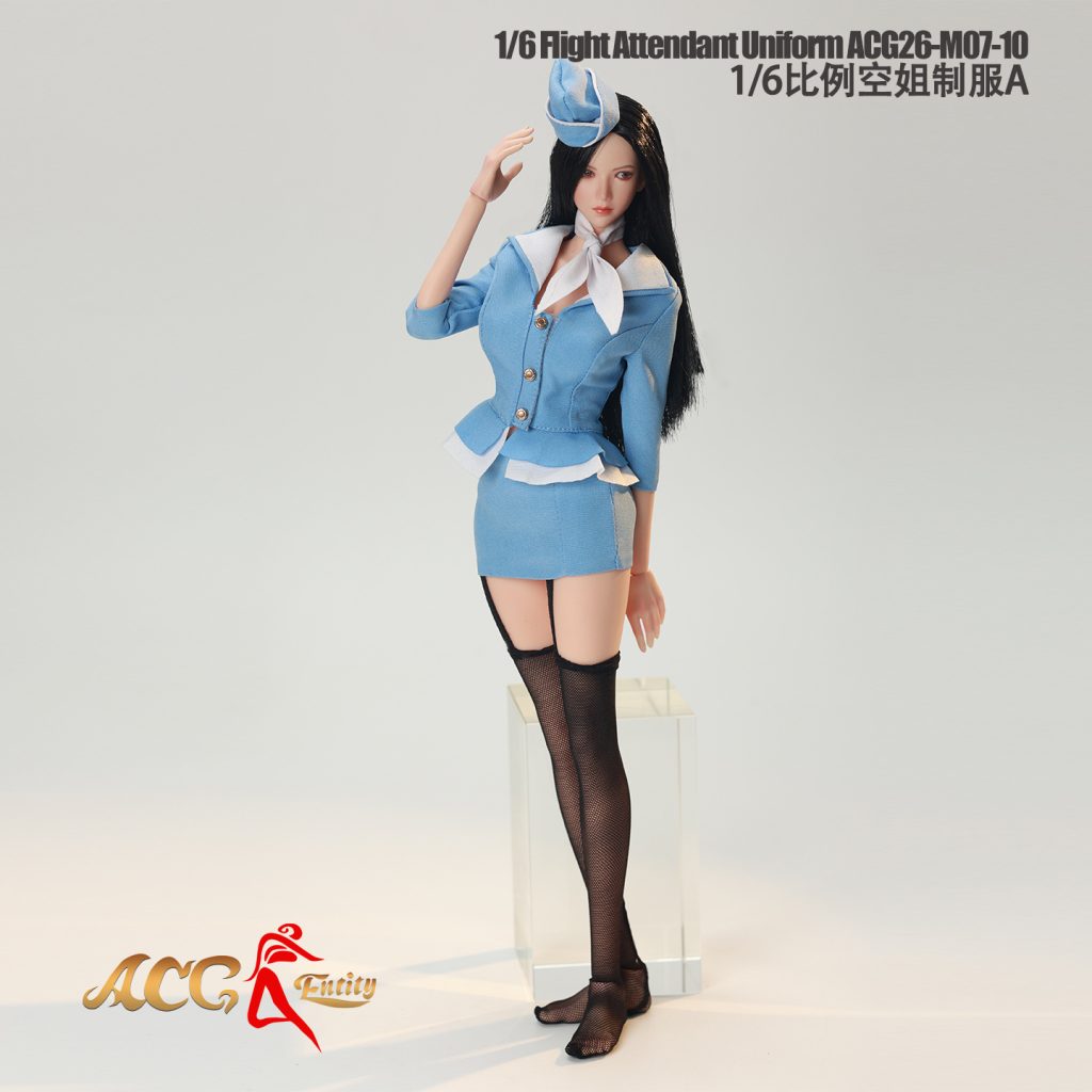 Blue A flight attendant miniature outfit shown on display figure; figure hair hosiery and display props not included