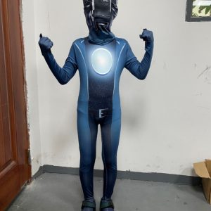 Blue Titan Cameraman inspired bodysuit worn front view