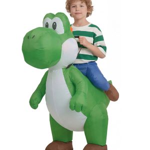 Yoshi ride-on inflatable costume with faux rider legs
