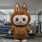 Long ears and toothy face detail of the brown mascot costume