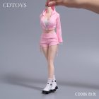 CDTOYS CD086 pink 1:6 sportswear outfit with white socks and shoes on display figure