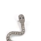 Sparkling silver-colored serpent head and linked ring detail