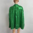 Back view of green sequin cape