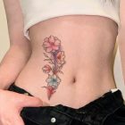 Pastel floral bouquet transfer beside waist