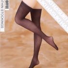 HASUKI LB0510 coffee brown footed thigh-high stockings on 1:6 figure legs