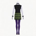 Back view of Sam Manson black top and green checked skirt