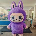 Purple Labubu-style walking mascot
