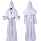 White hooded monk robe front and back