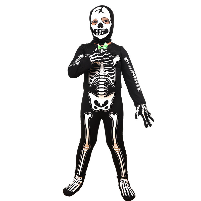 Alternate pose showing skeleton sleeves, glove print and foot coverings