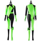 Green and black Shego full-length suit, front and back views