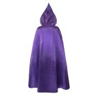 Back view of full-length purple hooded cape