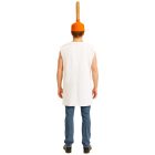 Plain white back of toilet costume with orange plunger hat