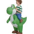 Side of Yoshi inflatable showing tail and integrated faux legs