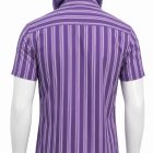 Back of Skeletor striped shirt with purple hood