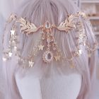 Golden Butterfly Drape Headdress — worn position and detail