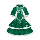 Green Christmas dress and short hooded cape