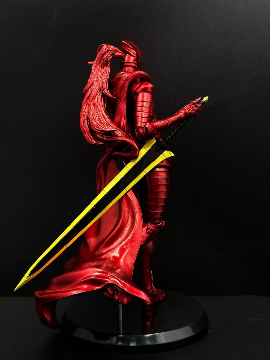 Red Blood Knight Igris figure rear view with sculpted cape and miniature sword