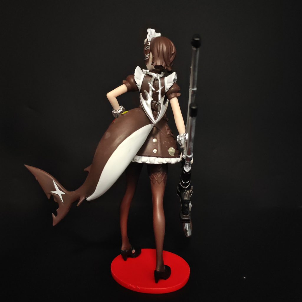 Rear view of Ellen Joe figure showing shark tail and back details