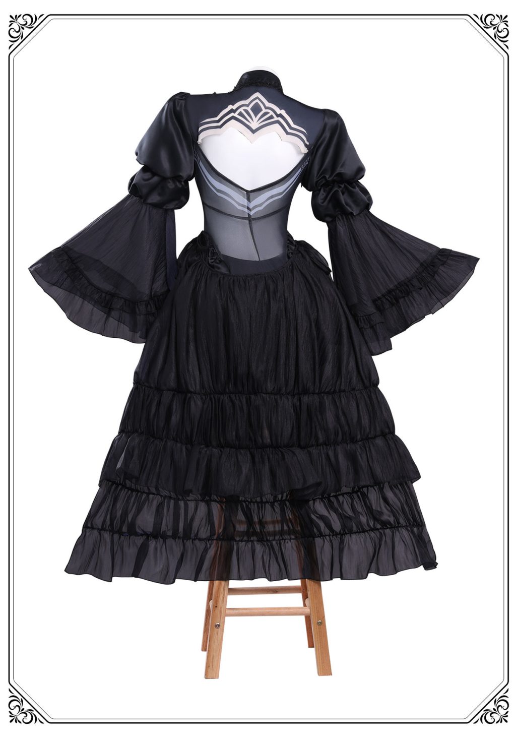Back of NieR Automata 2B black bridal costume and skirt