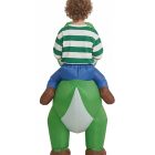 Rear of Yoshi ride-on costume with faux blue legs and tail