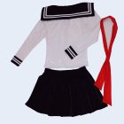 Back view of sailor collar and cuffs with skirt and separate red scarf
