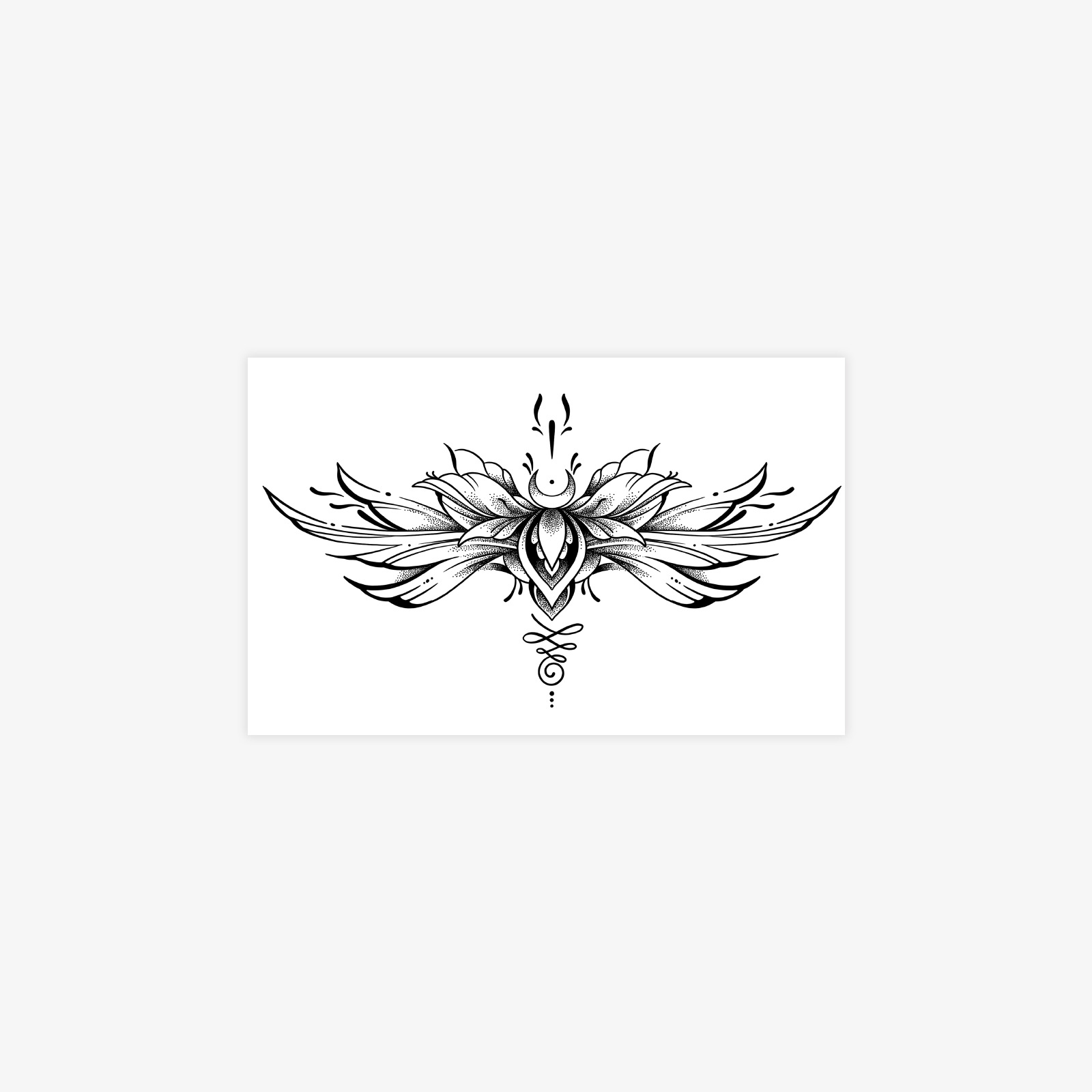 Black Winged Floral Temporary Tattoo — Chest Or Waist 8 Black winged floral design with crescent and scrollwork