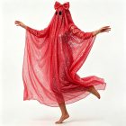Red sparkly ghost costume with bow and eye openings