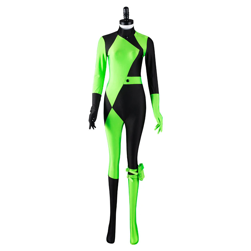 Shego green and black full-length costume suit, front view