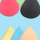 Rounded edges and tapered tips of the six face-paint sponges