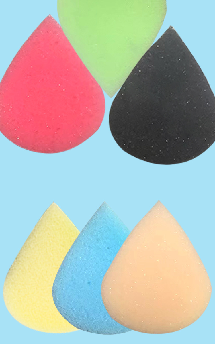 Rounded edges and tapered tips of the six face-paint sponges
