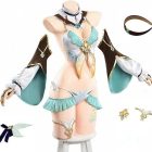 Firefly swimsuit costume on mannequin with matching accessory details arranged alongside