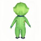 Back of green inflatable alien costume with rear closure and blower port
