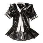 Black sailor-collar short dress with white neck tie, front