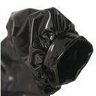 Gathered sleeve cuff detail on black dress
