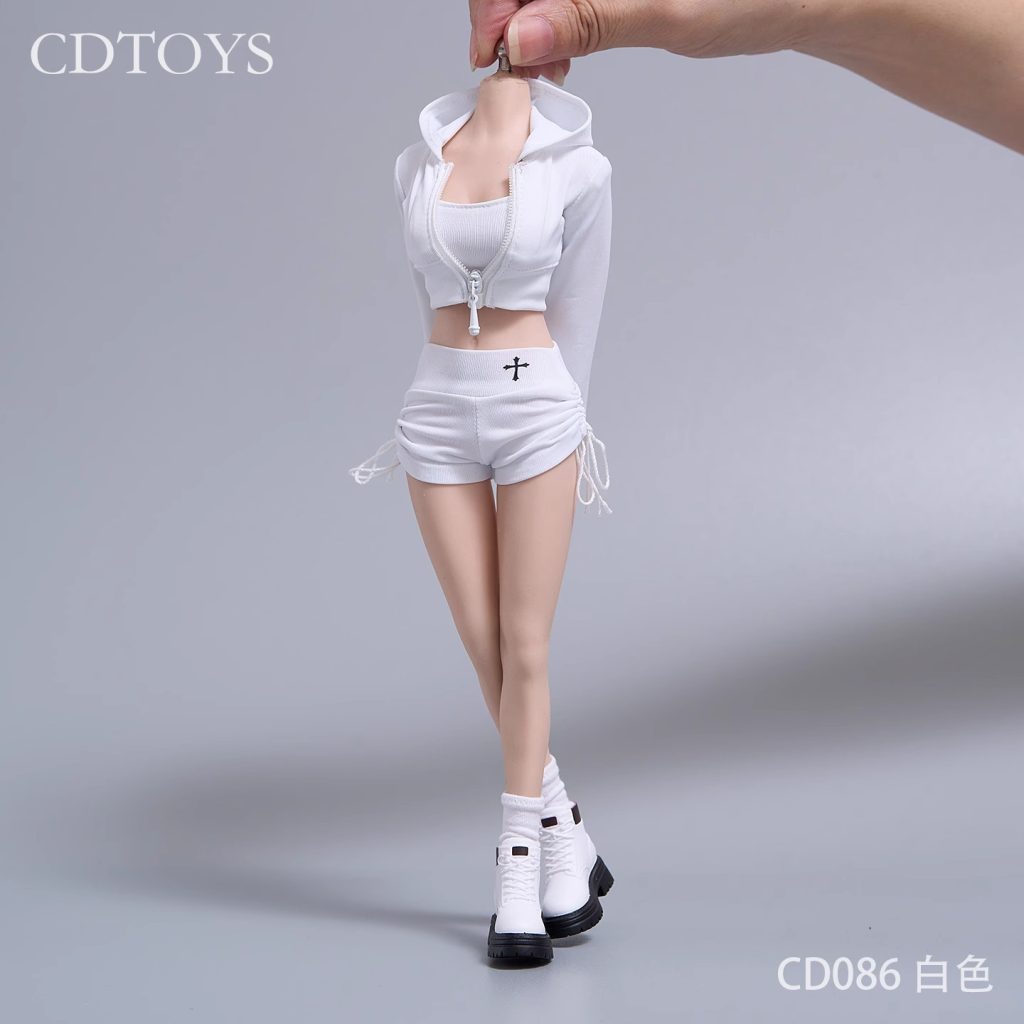 CDTOYS CD086 white 1:6 sportswear outfit with socks and white shoes