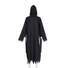 Back of black hooded Ghostface robe and pointed hem