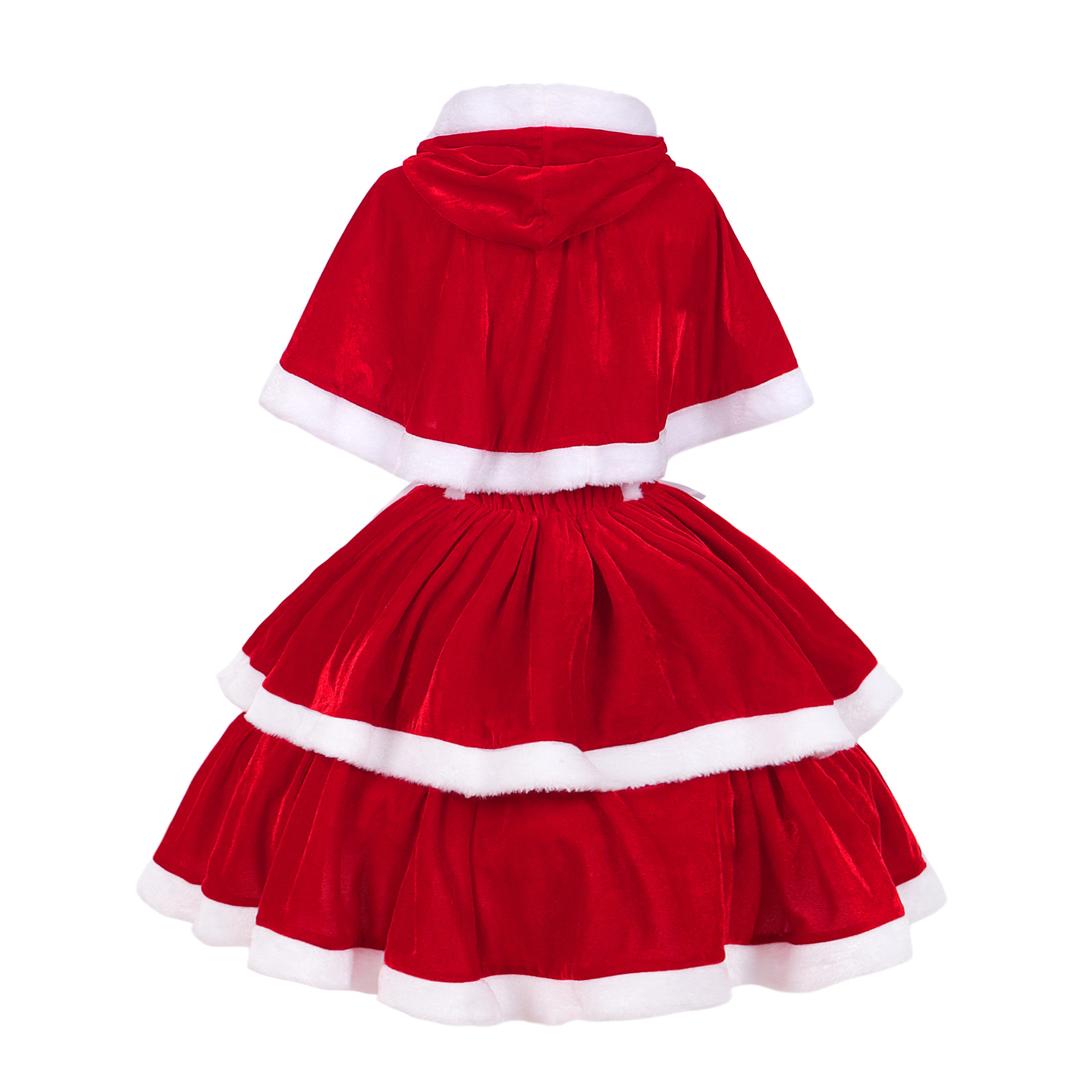 Christmas Hooded Dress &Amp; Petticoat Look Builder 1 Back of the red hooded dress and tiered skirt