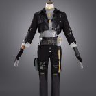 Male Rover costume front with dark cropped coat, gray underlayer and black trousers