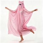 Pink ghost costume with bow and draped sides, front view