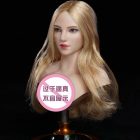 SUPER DUCK SDH018-B long golden-blonde head sculpt on photo display bust; bust not included, seller badge over bust