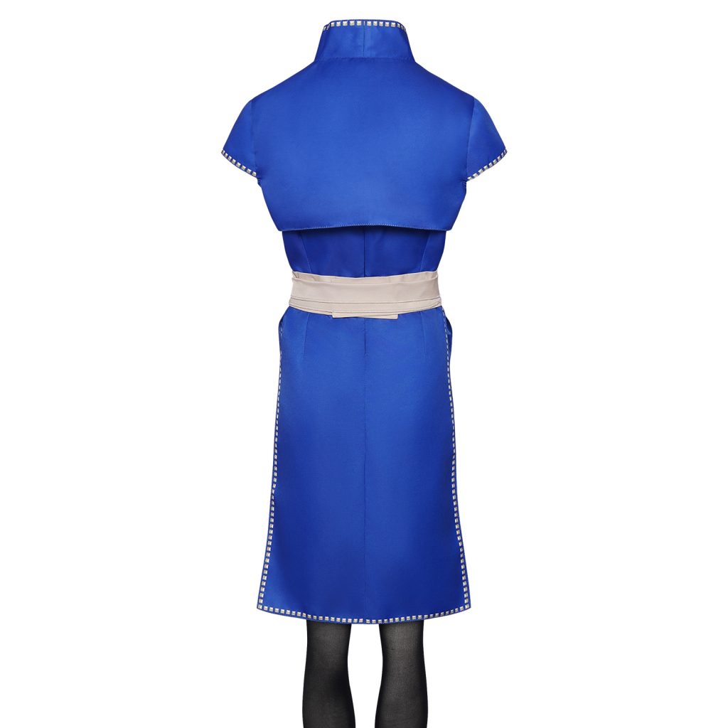 Chun-Li blue costume rear view and waist sash