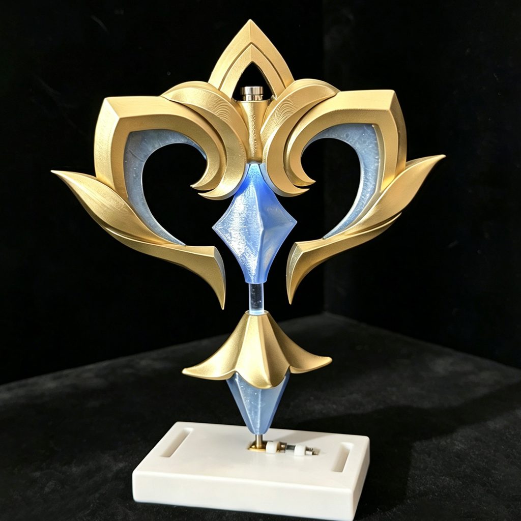Sandrone gold and pale blue decorative wind-up key accessory