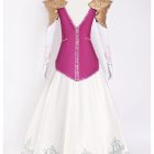 Back view of magenta Zelda dress and gold shoulder pieces