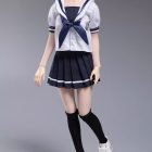 CD031 short navy sailor outfit worn on a display figure; figure and styling accessories excluded