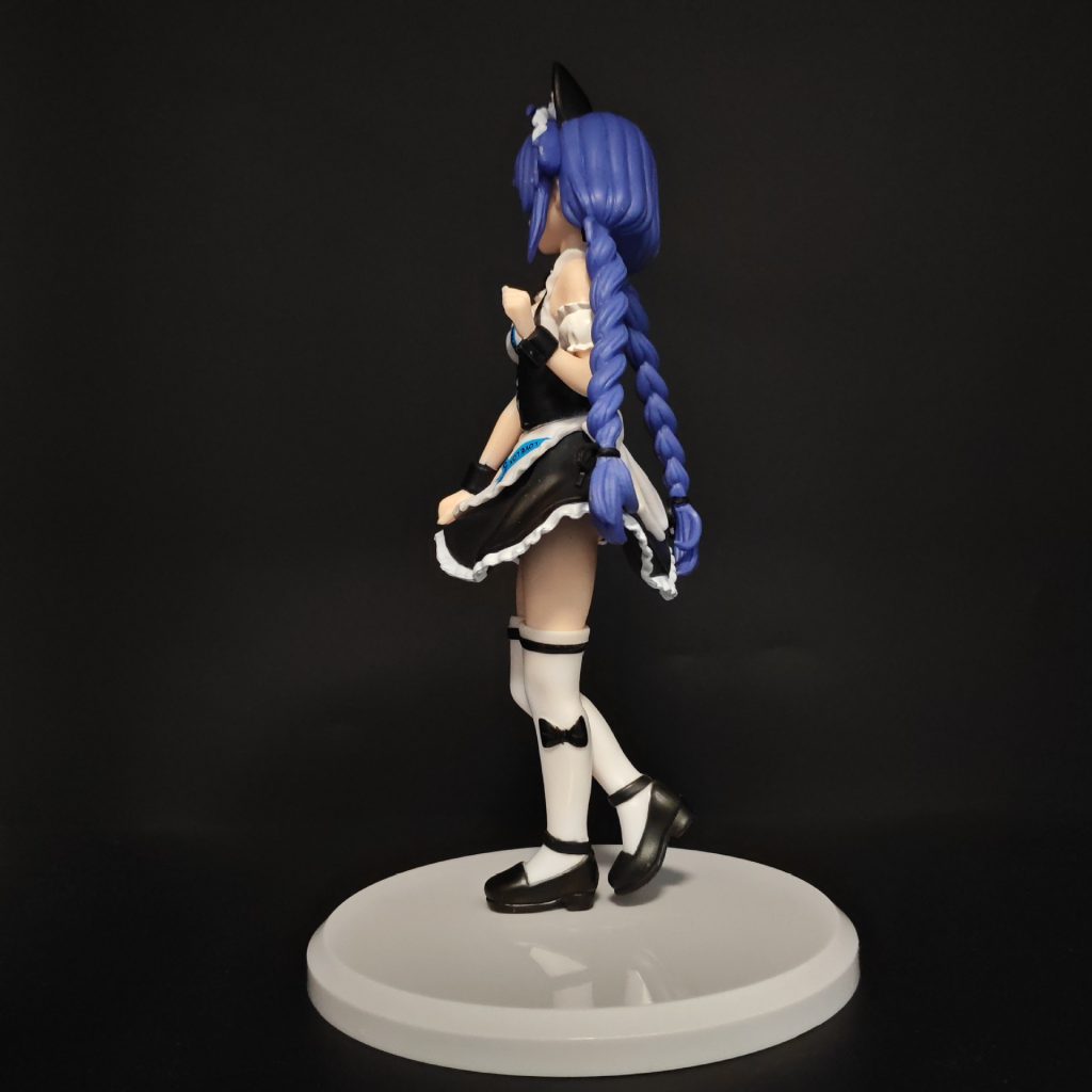 Standing cat-maid figure side profile with skirt and long braids